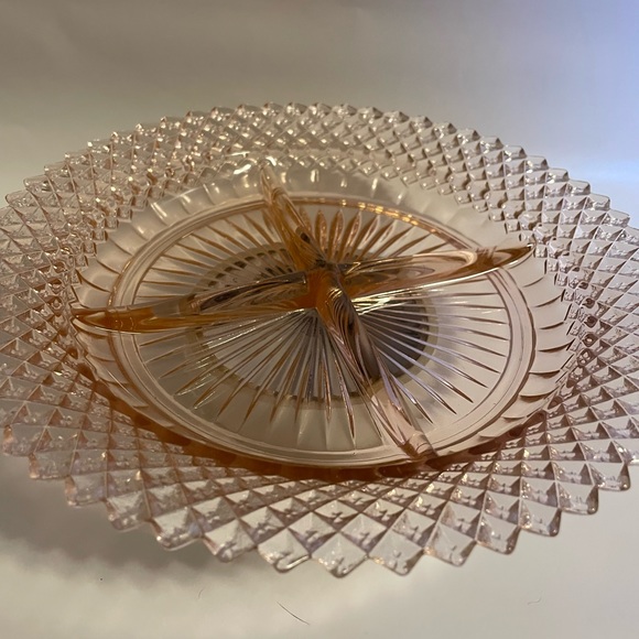 Pink Depression Glass 4-Part Dish - Picture 2 of 3